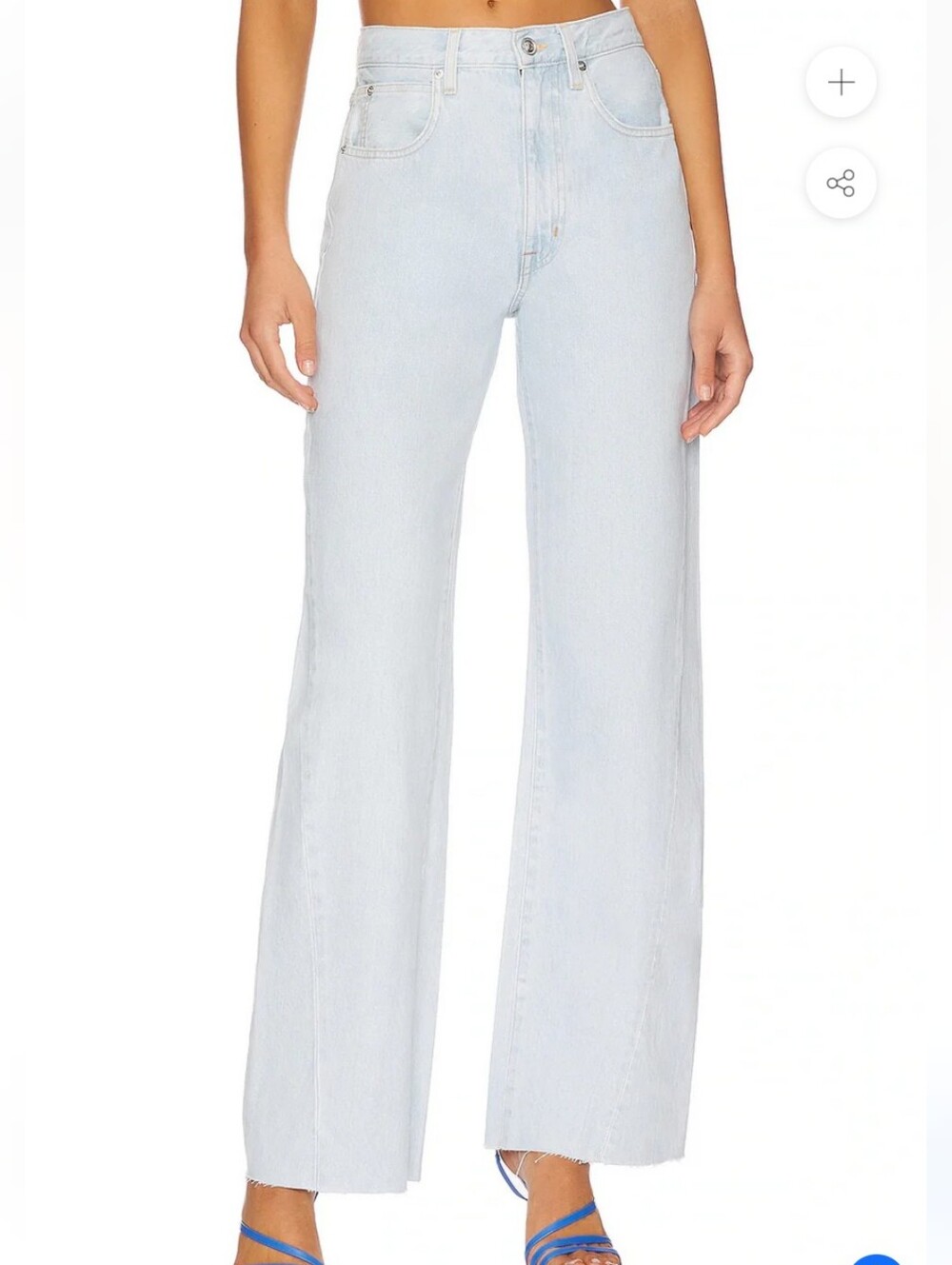 SLVRLAKE NWT Grace Hard Luck Twisted Seam Pale Blue High-Rise Wide Leg Jeans